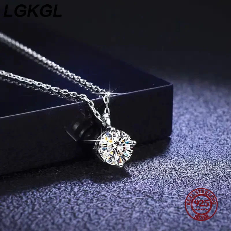 Simple Trendy Crystal Zircon Rhinestone Pendant Necklace For Women Charm White Gold Color Clavicle Chain Necklack WeddingJewelry - Floq & Raman