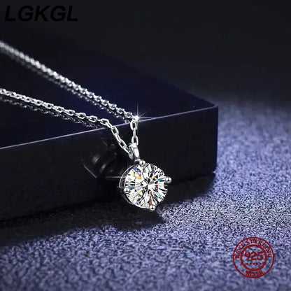 Simple Trendy Crystal Zircon Rhinestone Pendant Necklace For Women Charm White Gold Color Clavicle Chain Necklack WeddingJewelry - Floq & Raman