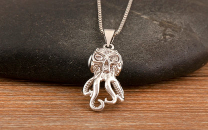 Trendy Cool Style Octopus Shape Charm Pendant Necklace For Female Male Copper Inlaid Zircon Jewelry Daily Party Gifts - Floq & Raman