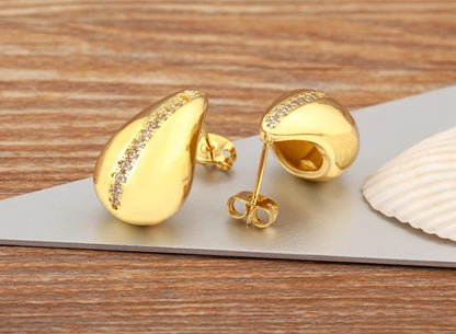 Classic High Quality Water Drop Shape Gold/Silver Color Women Girls Fashion Zircon Earrings Wedding Jewelry New Year Gift - Floq & Raman
