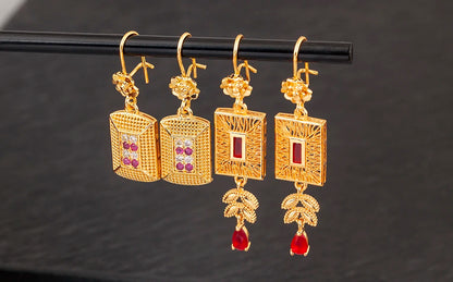 High Quality Rectangle/Evil Eye Shape Elegant Aesthetic Drop Earrings For Female Vintage Ear Jewelry Wedding Party Gifts - Floq & Raman