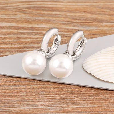 Fashion Gold/Silver Color Pearls Pendant Earrings For Women Fine Accessories Hoop Bohemia Ear Jewelry Wedding Gift - Floq & Raman