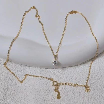 100% 925 Sterling Silver Geometric Zircon Pendant Necklace Women Fashion Elegant Party Jewelry Accessories - Floq & Raman