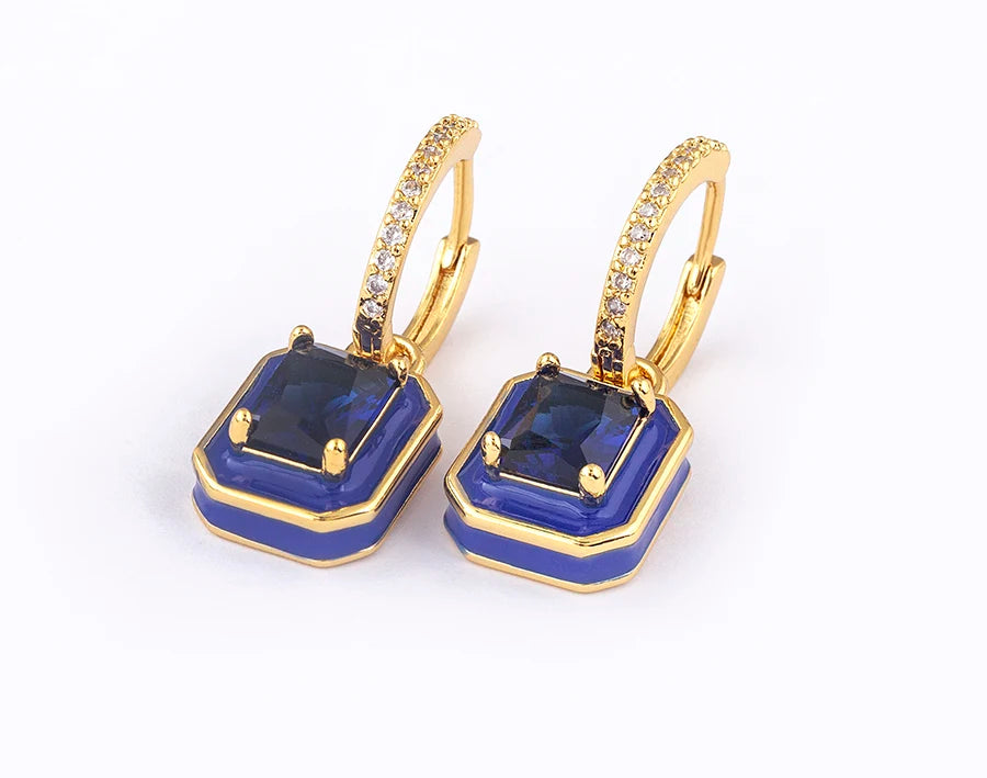 Fashion Geometric Women's Ear Buckle Earrings Zircon Gold Plated Engagement Wedding Birthday Gift Jewelry Accessories - Floq & Raman
