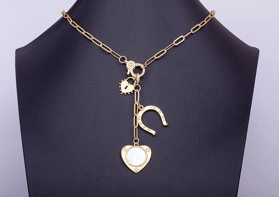 High Quality Love Heart Shape Charm Pendant Necklace For Women Female Elegant Aesthetic Chain Link Jewelry Gift Wholesale - Floq & Raman