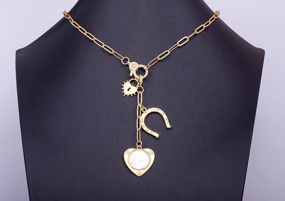 High Quality Love Heart Shape Charm Pendant Necklace For Women Female Elegant Aesthetic Chain Link Jewelry Gift Wholesale - Floq & Raman