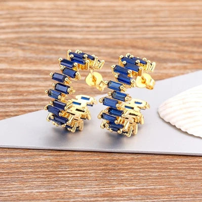 Fashion New Arrival Multicolor Gold Plated Earrings for Women Cubic Zirconia Wedding Female Jewelry Girl Friendship Gifts - Floq & Raman