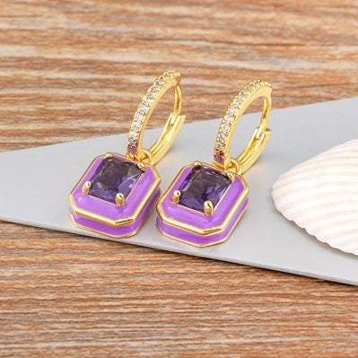 Fashion Geometric Women's Ear Buckle Earrings Zircon Gold Plated Engagement Wedding Birthday Gift Jewelry Accessories - Floq & Raman