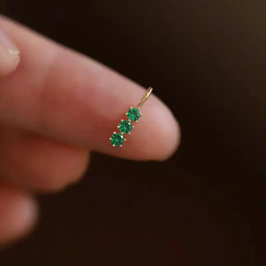 New 925 Sterling Silver Minimalist Green Three Round Zircon Pendant Chain Necklaces For Women Statement Rock Party Jewelry - Floq & Raman