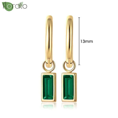 925 Sterling Silver Green Crystal CZ Hoop Earrings for Women | 2023 Luxury Gold Small Huggie Earrings | Fashion Piercing Jewelry - Floq & Raman