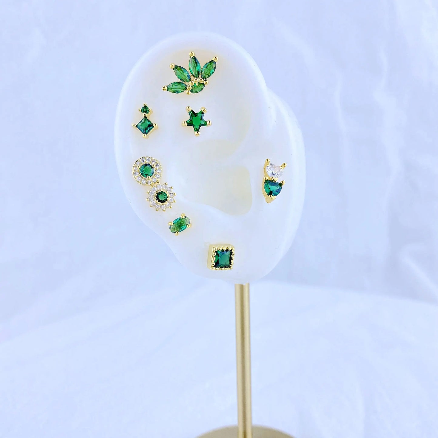 925 Sterling Silver Green Crystal CZ Hoop Earrings for Women | 2023 Luxury Gold Small Huggie Earrings | Fashion Piercing Jewelry - Floq & Raman