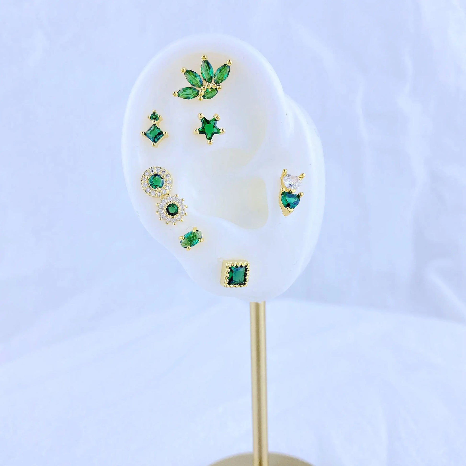 925 Sterling Silver Green Crystal CZ Hoop Earrings for Women | 2023 Luxury Gold Small Huggie Earrings | Fashion Piercing Jewelry - Floq & Raman