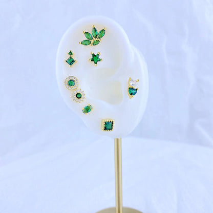 925 Sterling Silver Green Crystal CZ Hoop Earrings for Women | 2023 Luxury Gold Small Huggie Earrings | Fashion Piercing Jewelry - Floq & Raman