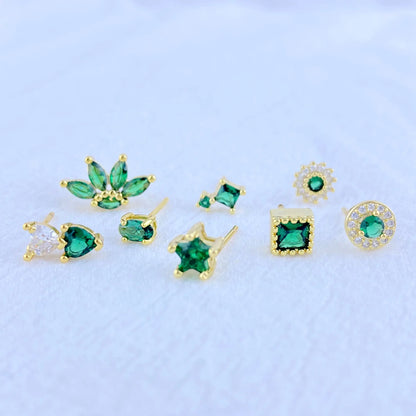 925 Sterling Silver Green Crystal CZ Hoop Earrings for Women | 2023 Luxury Gold Small Huggie Earrings | Fashion Piercing Jewelry - Floq & Raman