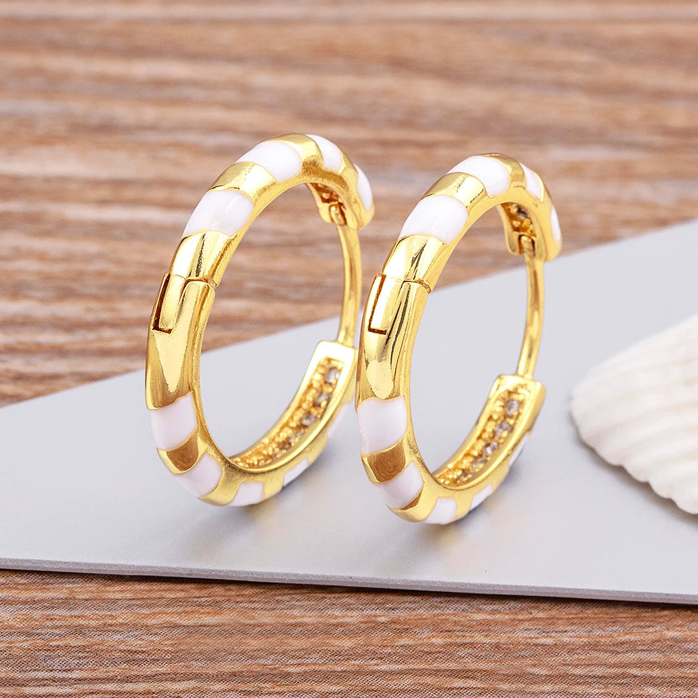 High Quality 6 Candy Colors Inlaid Zebra Stripe Pendant Fashion Earrings Enamel Oil Dripping Women's Simple French Jewelry Gifts - Floq & Raman