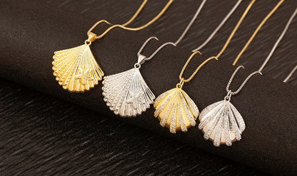 New Fashion Lucky Shell Shape Inlaid Pearl Crystal Zircon Pendant Necklace For Women Female 4 Styles Choice Jewelry Gifts - Floq & Raman