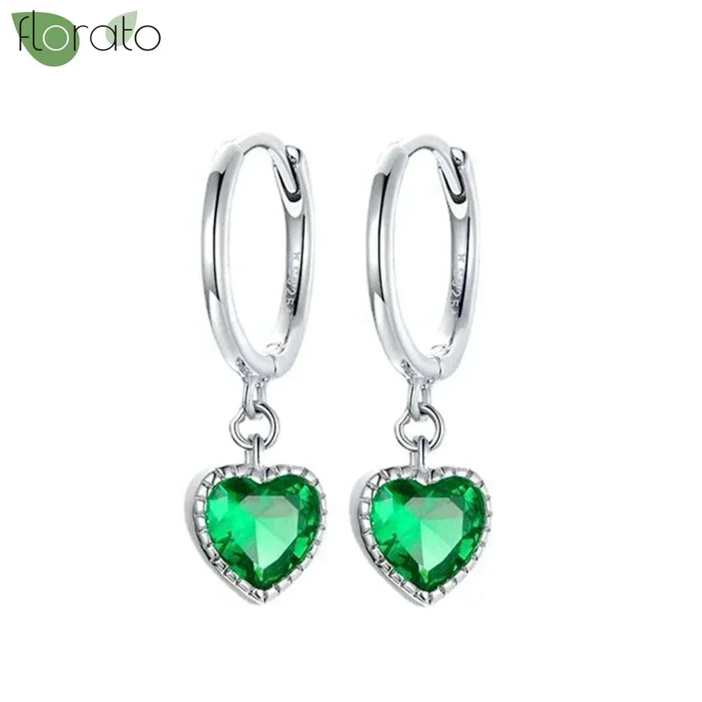 925 Sterling Silver Green Crystal CZ Hoop Earrings for Women | 2023 Luxury Gold Small Huggie Earrings | Fashion Piercing Jewelry - Floq & Raman