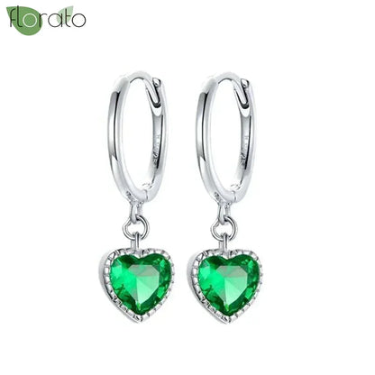 925 Sterling Silver Green Crystal CZ Hoop Earrings for Women | 2023 Luxury Gold Small Huggie Earrings | Fashion Piercing Jewelry - Floq & Raman