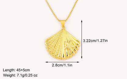 New Fashion Lucky Shell Shape Inlaid Pearl Crystal Zircon Pendant Necklace For Women Female 4 Styles Choice Jewelry Gifts - Floq & Raman