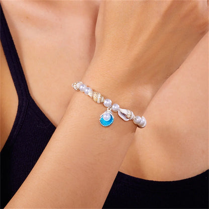 Dolphin, Starfish & Shell Pendant Bracelet – Conch Beads, Zinc Alloy, Adjustable | Summer Jewelry for Women - Floq & Raman