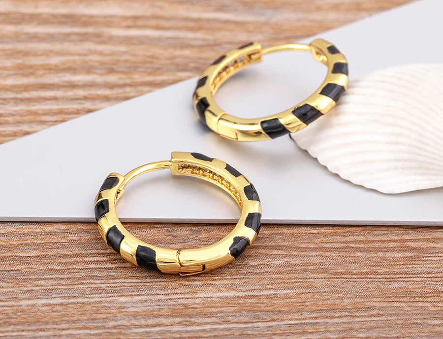 High Quality 6 Candy Colors Inlaid Zebra Stripe Pendant Fashion Earrings Enamel Oil Dripping Women's Simple French Jewelry Gifts - Floq & Raman