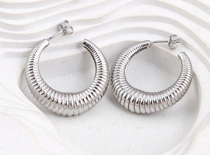 Top Quality 2 Colors Geometric Crescent Shape Adjustable Earrings Cubic Zirconia Women Retro Jewelry Classic Party Gift - Floq & Raman