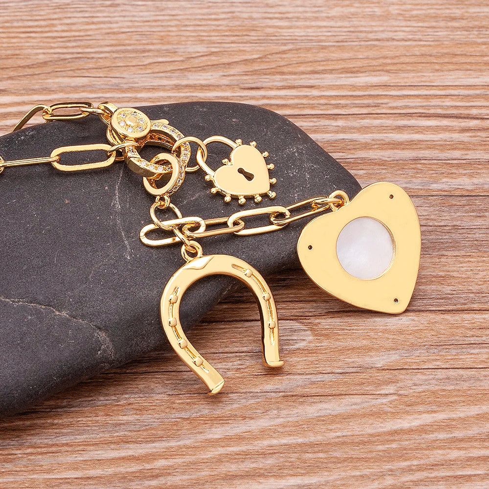 High Quality Love Heart Shape Charm Pendant Necklace For Women Female Elegant Aesthetic Chain Link Jewelry Gift Wholesale - Floq & Raman