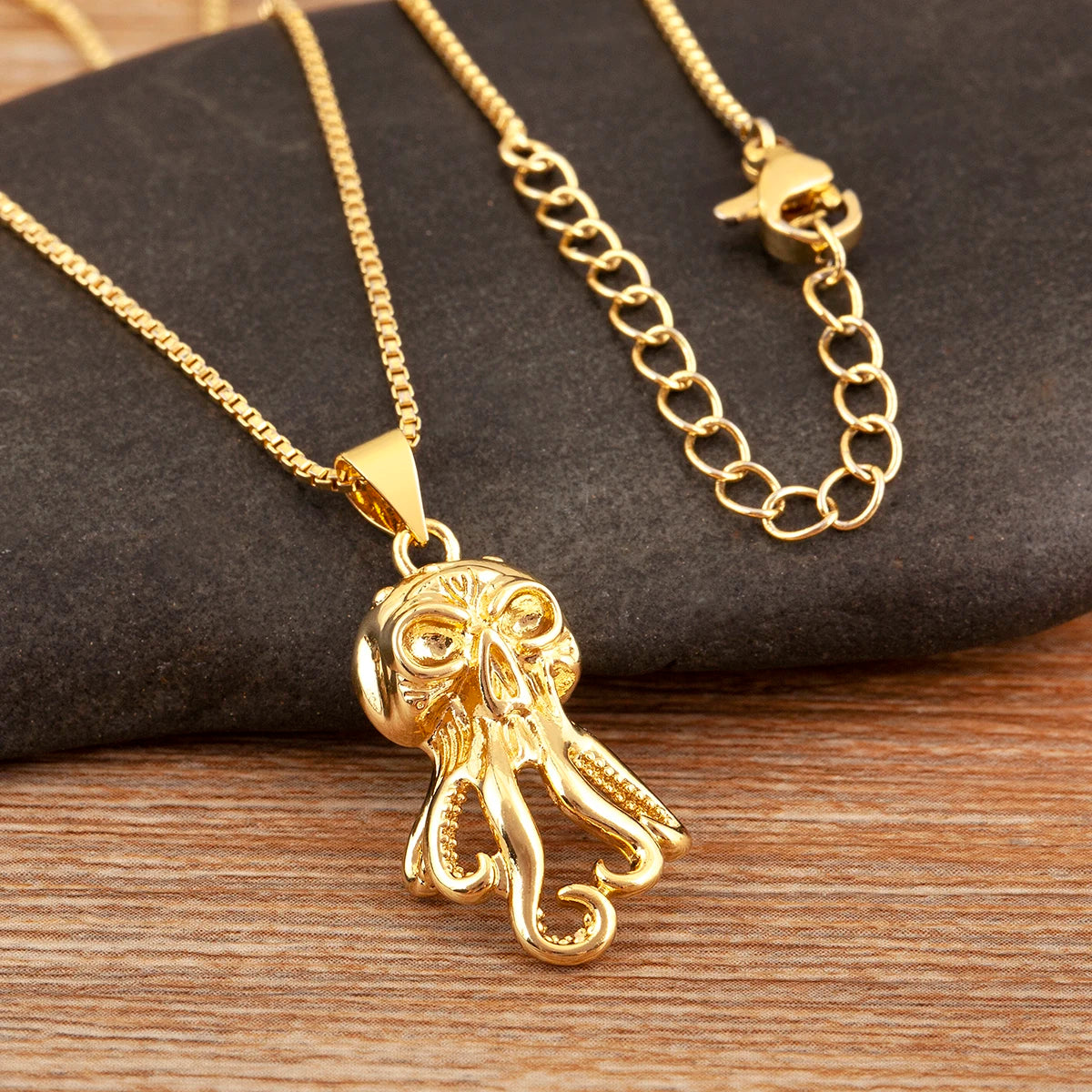 Trendy Cool Style Octopus Shape Charm Pendant Necklace For Female Male Copper Inlaid Zircon Jewelry Daily Party Gifts - Floq & Raman