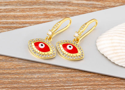 Nidin New Turkish Amulet Evil Eye Drop Earrings 4 Colors Lucky Charm Dangle Ear Hook Jewelry Birthday Wedding Gift Wholesale - Floq & Raman