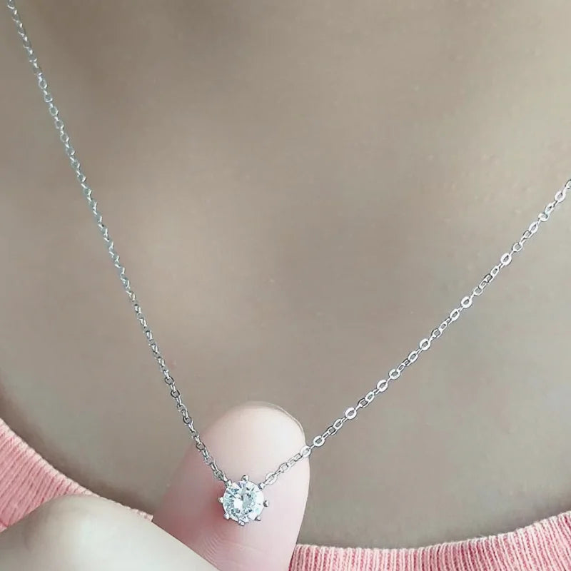 925 Sterling Silver 18k Gold Plated Necklace Versatile Single Sparkling Zircon Clavicle Chain for Women Wedding Jewelry - Floq & Raman