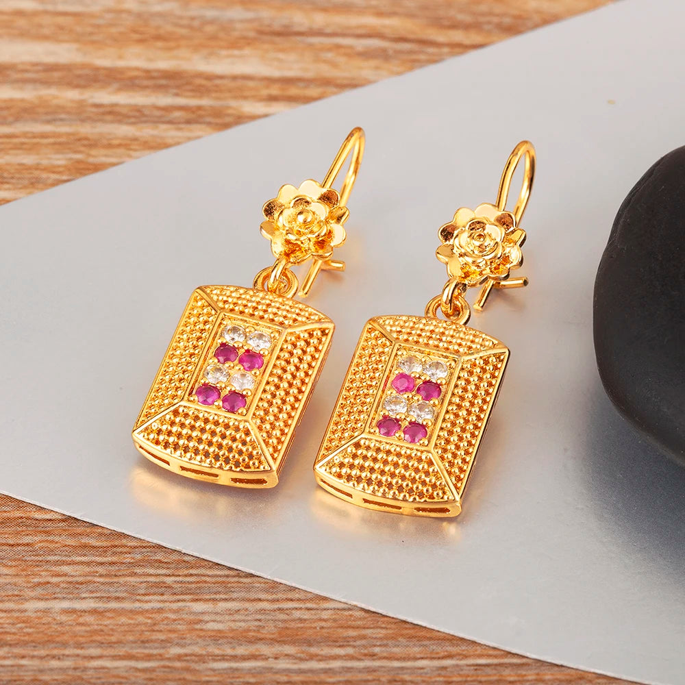 High Quality Rectangle/Evil Eye Shape Elegant Aesthetic Drop Earrings For Female Vintage Ear Jewelry Wedding Party Gifts - Floq & Raman