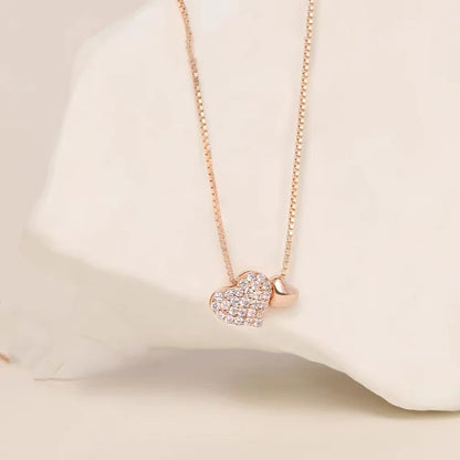 New 925 Sterling Silver Shiny Square Heart Pendant Necklace fit Beads DIY Fashion Women's Jewelry Party Gift - Floq & Raman