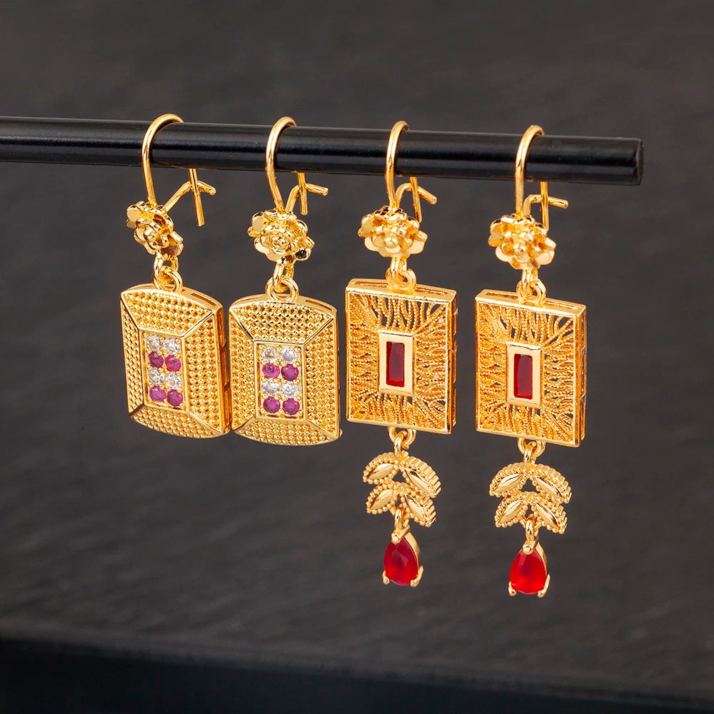 High Quality Rectangle/Evil Eye Shape Elegant Aesthetic Drop Earrings For Female Vintage Ear Jewelry Wedding Party Gifts - Floq & Raman