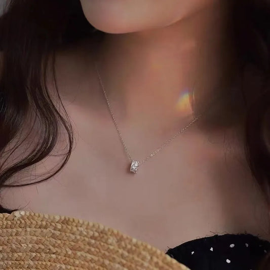 S925 Sterling Silver 14K Gold Plated Women's Necklace Embedded Zirconia Rotating Locket Chain Jewelry Accessory - Floq & Raman