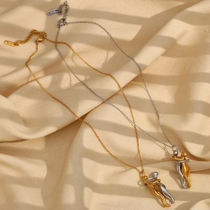 Mix Color Smooth Design People Hug Pendants Necklace Stainless Steel 18K Gold Fashion Jewelry For Lover Family Gift - Floq & Raman