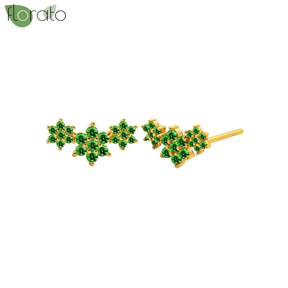 925 Sterling Silver Green Crystal CZ Hoop Earrings for Women | 2023 Luxury Gold Small Huggie Earrings | Fashion Piercing Jewelry - Floq & Raman