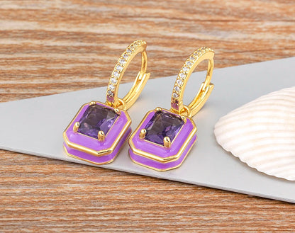 Fashion Geometric Women's Ear Buckle Earrings Zircon Gold Plated Engagement Wedding Birthday Gift Jewelry Accessories - Floq & Raman