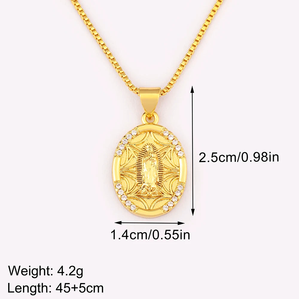 New Retro Oval/Round Shape Religious Style Zircon Flip Pendant Necklace For Female Male Lovers Photos Jewelry Accessories - Floq & Raman