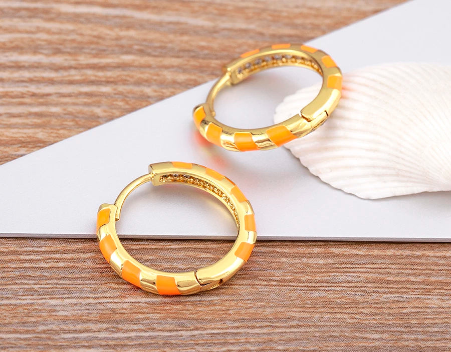 High Quality 6 Candy Colors Inlaid Zebra Stripe Pendant Fashion Earrings Enamel Oil Dripping Women's Simple French Jewelry Gifts - Floq & Raman