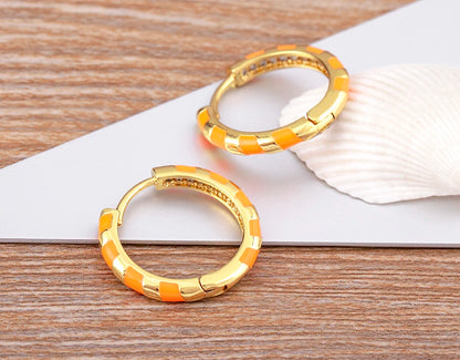 High Quality 6 Candy Colors Inlaid Zebra Stripe Pendant Fashion Earrings Enamel Oil Dripping Women's Simple French Jewelry Gifts - Floq & Raman