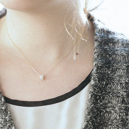 925 Sterling Silver Necklace for Women with Zirconia Transfer Beads 14K Gold Plated Cylindrical Pendant Jewelry AccessoryL - Floq & Raman