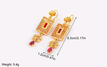 High Quality Rectangle/Evil Eye Shape Elegant Aesthetic Drop Earrings For Female Vintage Ear Jewelry Wedding Party Gifts - Floq & Raman