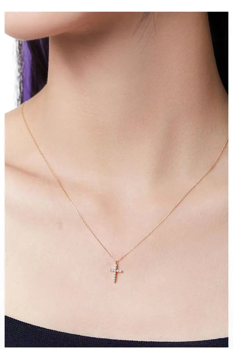925 Sterling Silver Cute Cross JkeliPendant Simple Necklace Female Clavicle Chain Fine Jewelry For Women Gift Wholesale - Floq & Raman