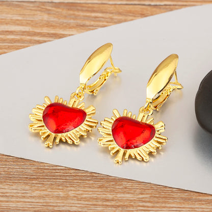 High Quality 6 Styles Sacred Heart Drop Earrings For Women Female Gorgeous Dazzling Ear Jewelry Accessories Party Gifts - Floq & Raman