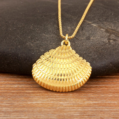 New Fashion Lucky Shell Shape Inlaid Pearl Crystal Zircon Pendant Necklace For Women Female 4 Styles Choice Jewelry Gifts - Floq & Raman