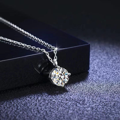 Simple Trendy Crystal Zircon Rhinestone Pendant Necklace For Women Charm White Gold Color Clavicle Chain Necklack WeddingJewelry - Floq & Raman
