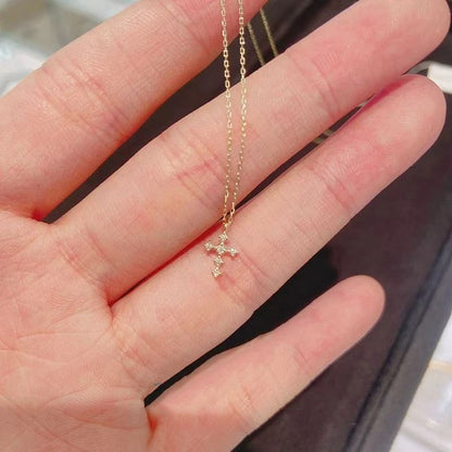 Real 925 Sterling Silver Zircon Cross Pendant Necklaces for Women Minimalist Light Luxury Fine Jewelry Korea Cute Accessor - Floq & Raman