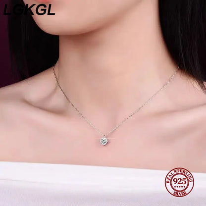 Simple Trendy Crystal Zircon Rhinestone Pendant Necklace For Women Charm White Gold Color Clavicle Chain Necklack WeddingJewelry - Floq & Raman