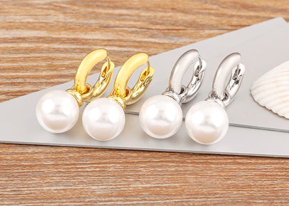 Fashion Gold/Silver Color Pearls Pendant Earrings For Women Fine Accessories Hoop Bohemia Ear Jewelry Wedding Gift - Floq & Raman
