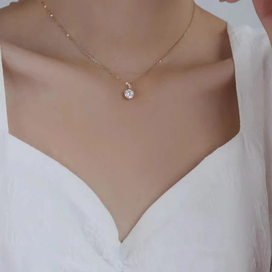 100% 925 Sterling Silver Geometric Zircon Pendant Necklace Women Fashion Elegant Party Jewelry Accessories - Floq & Raman